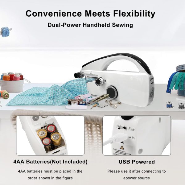 Handheld Sewing Machine, Easy to Use Portable Electric Mini Sewing Machines for Beginners with Two Speeds, with Complete Accessories Kit, Suitable for Home, Travel and DIY - Image 3