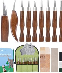 Wood Carving Tools, Wood Carving Kit 26-In-1 Whittling Kit- Includes Walnut Handle Wood Carving Knife,Whittling Knife, Hook Knife, Cut Resistant Gloves, Wood Carving Kit For Beginners