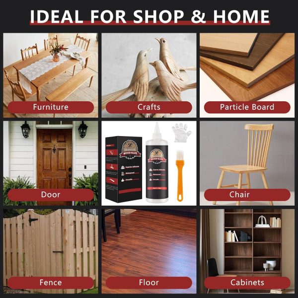 Wood Glue, Strongest Glue for Woodworking, Waterproof Clear Wood Glue for Furniture Heavy Duty, Interior & Exterior Furniture Glue for Crafts, Furniture, Baseboard, cabinets, Door (150g) - Image 7